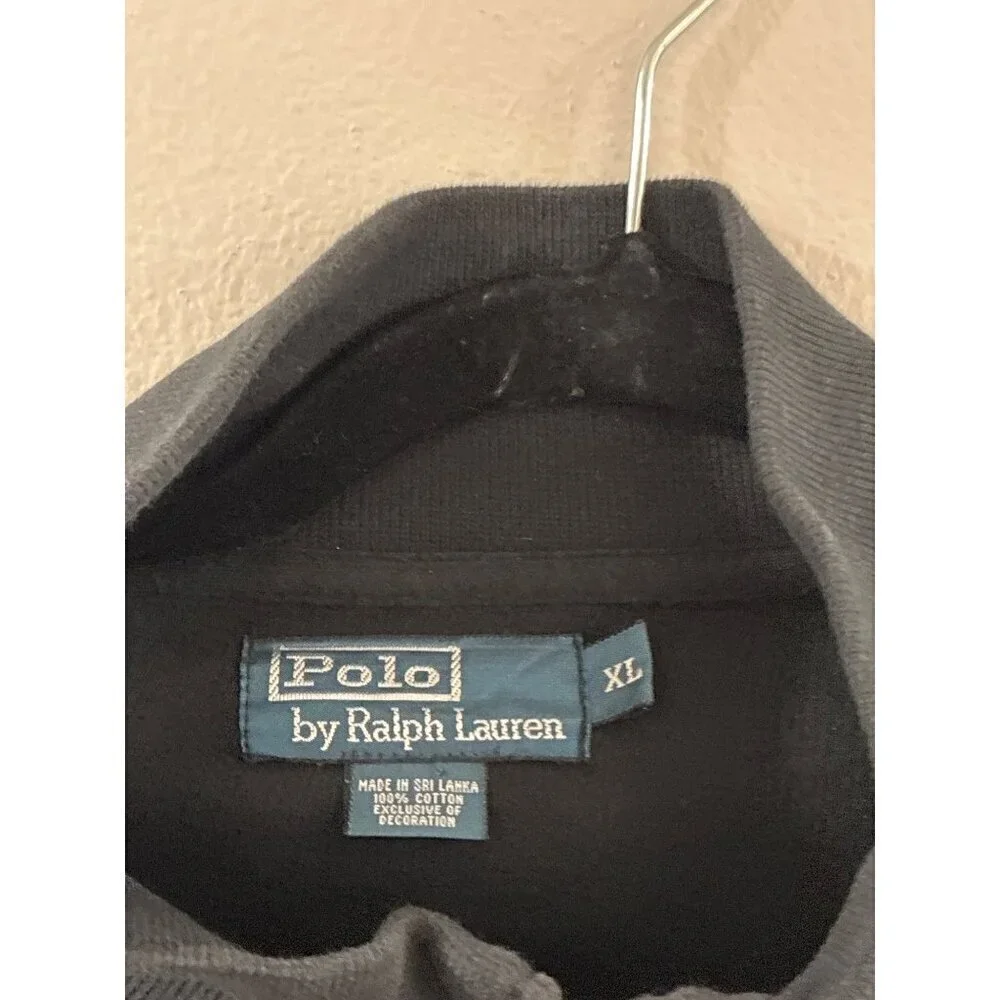 Polo Ralph Lauren 'sweatshirt Mens Vintage Full Zip Mock Neck Size XL Black